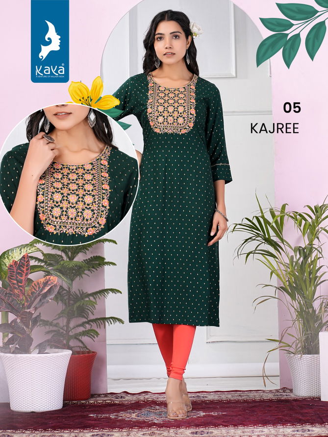 Kajree By Kaya Rayon Slub Printed Kurtis Wholesale Price In Surat